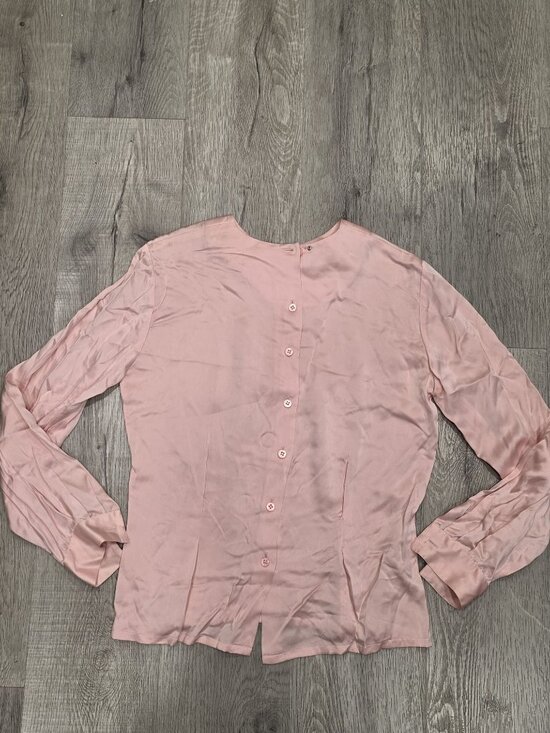 Dana Buchman Tops - Dana Buchman Pink 100% Silk Long Sleeve Button-Back Blouse Size 6 classy classic